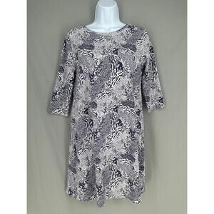 Tyler Boe Dress Women Medium Navy Blue Animal Print Mini Alexa Shift Stretch